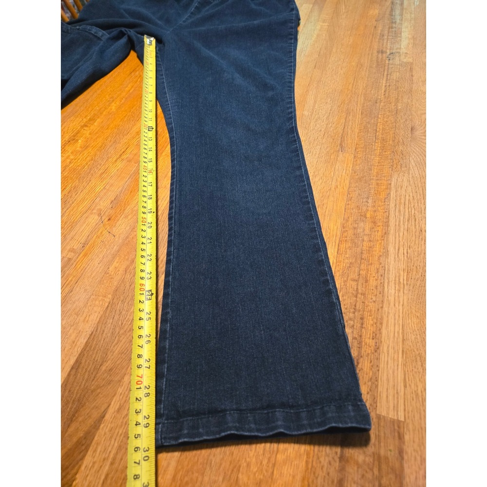 Denim 24/7 Women 22W Tall Blue Dark Wash Elastic Waist Wide Leg Pull On Jeans - Picture 6 of 10